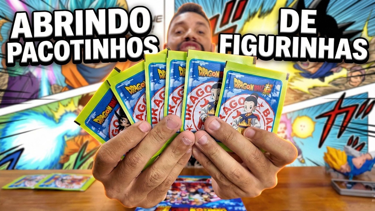 ABRINDO PACOTINHOS DE FIGURINHAS DO ÁLBUM DRAGONBALL SUPER PANINI.