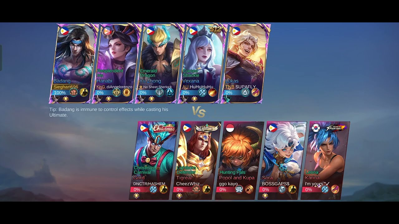 Mobile legends ranked match