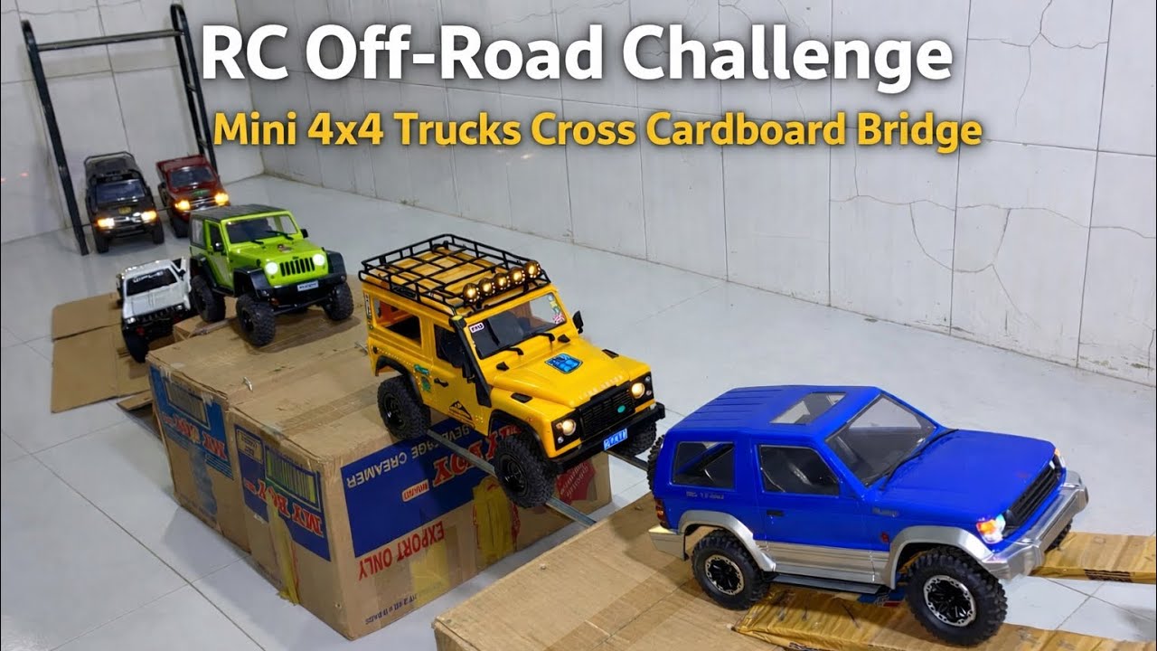 RC Off-Road Challenge 🚗🔥|| Mini 4x4 Trucks Cross Cardboard Bridge