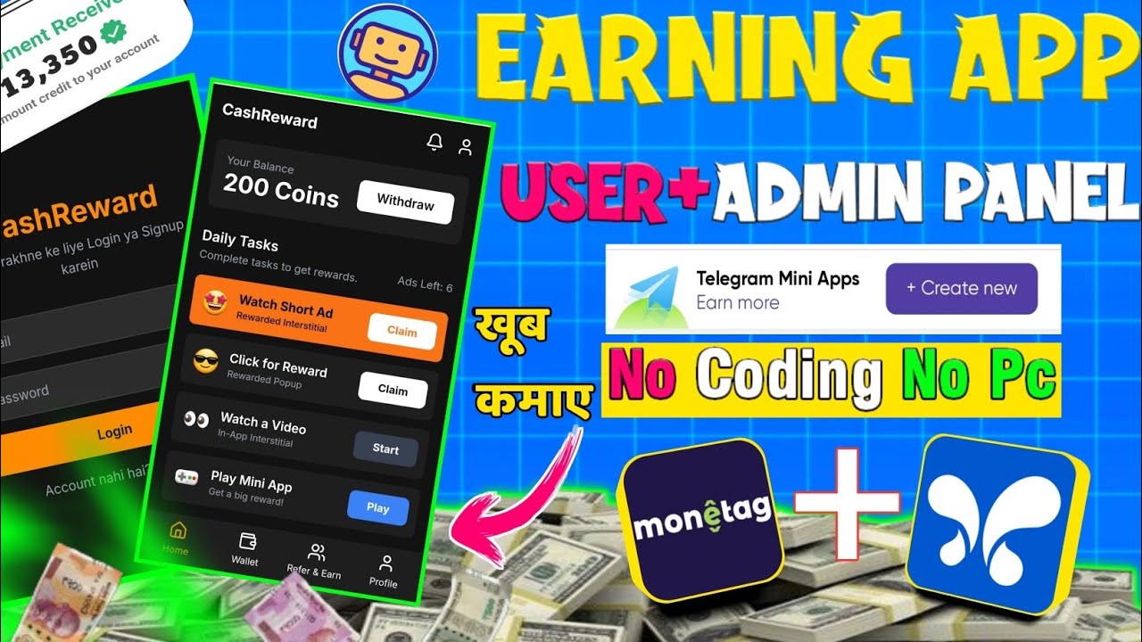 How To Create Telegram Mini Earning Bot And Admin Penal Make Ai And Monetag Ad Earn 🤑