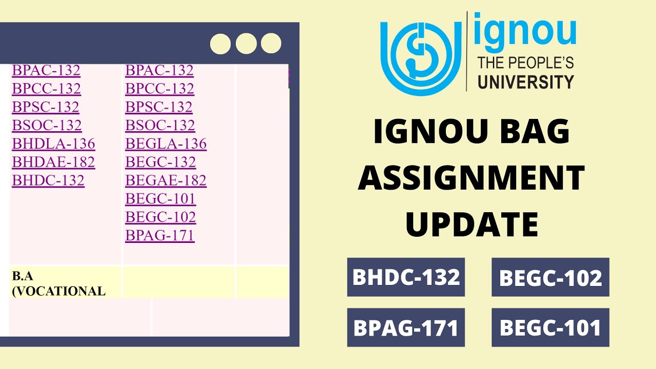 NEW UPDATE: IGNOU BAG ASSIGNMENT UPDATE | BHDC-132 | BEGC-102 | BEGC-101 | BPAG-171