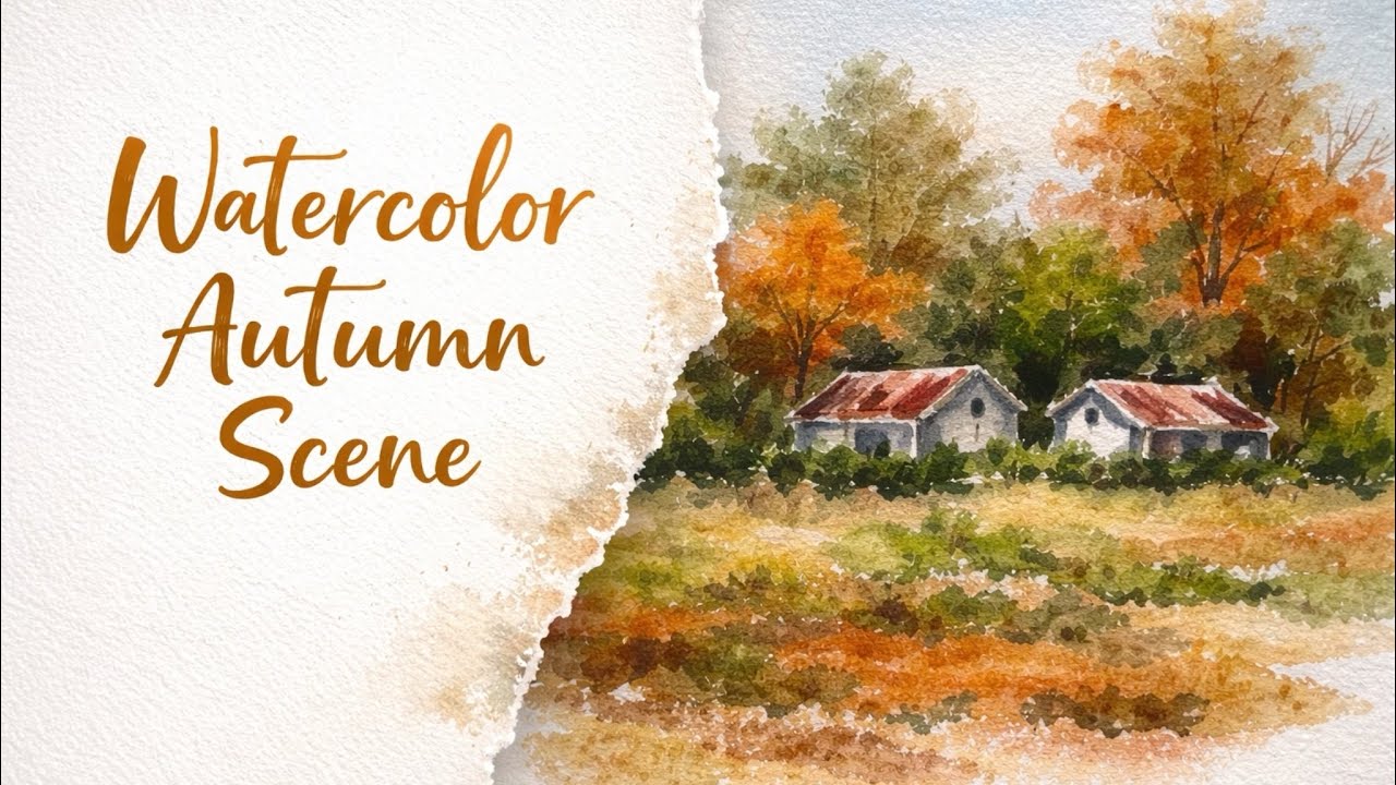 Paint This Glowing Autumn Scene with Me 🍂 | Easy Watercolor Tutorial
