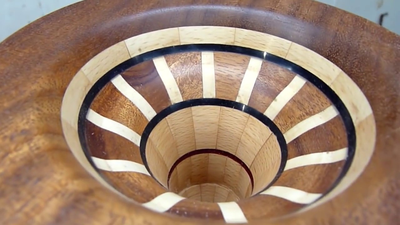Segmented woodturning vase. Greek amfora