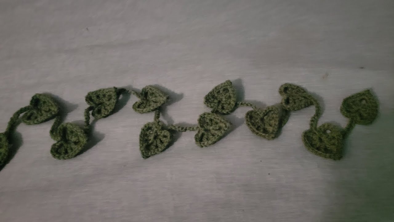 Crochet leaves on the vine.