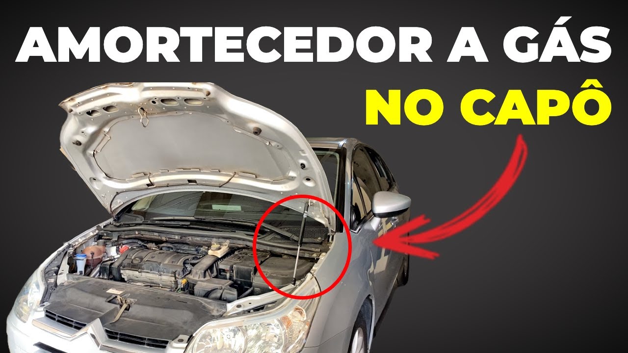 Instalando AMORTECEDOR A GAS no CAPÔ do Citroen C4. Trocando a haste de ferro original.