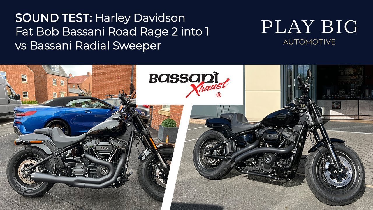 SOUND TEST: Harley Davidson Fat Bob Exhaust | Bassani Road Rage 2 into 1 vs Bassani Radial Sweeper