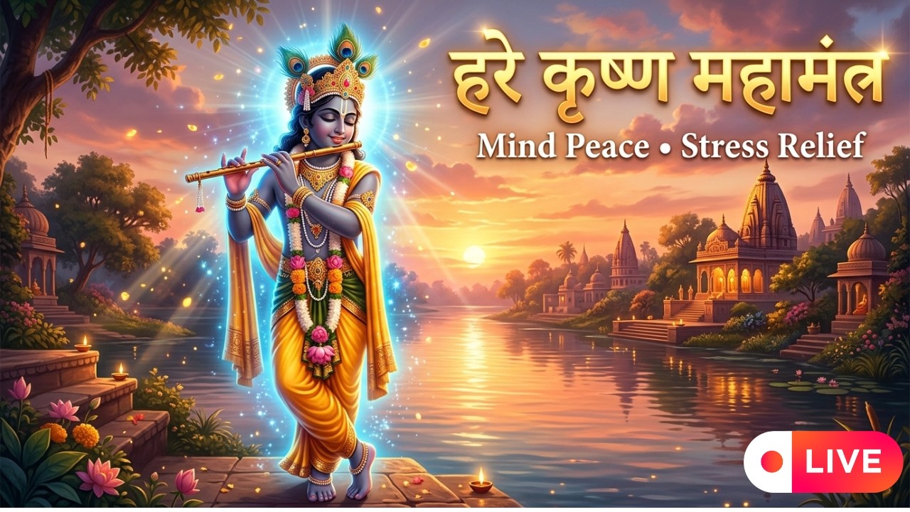 LIVE 🔴 हरे कृष्ण महामंत्र | Hare Krishna Mahamantra Chanting | Mind Peace & Stress Relief | Bhajan