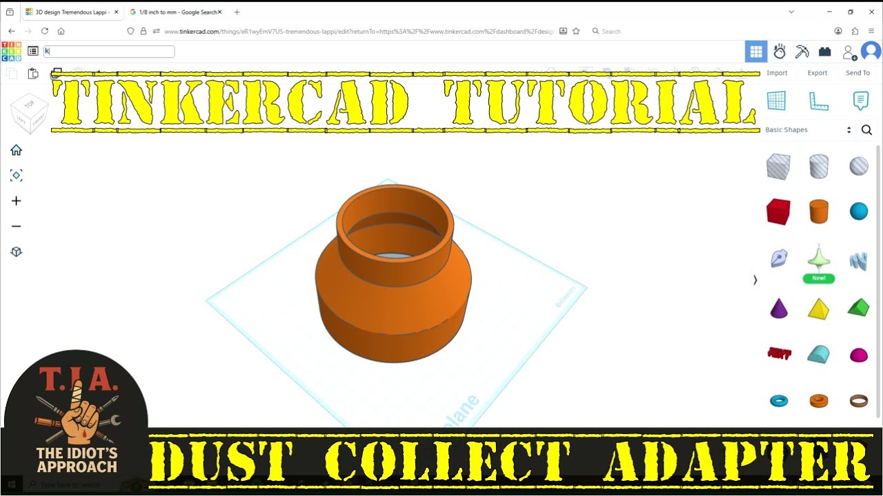 Designing Dust Collection Adapter in Tinkercad
