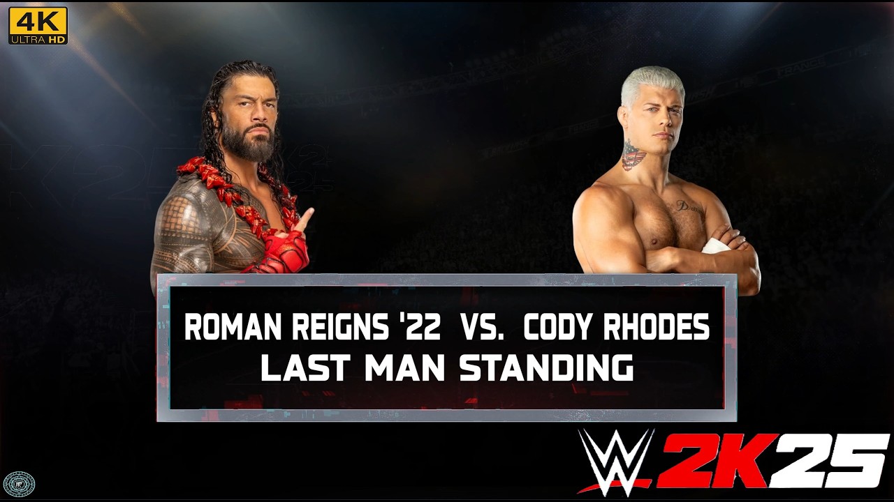 WWE 2k25 ROMAN REIGNS VS CODY RHODES LAST MAN STANDING