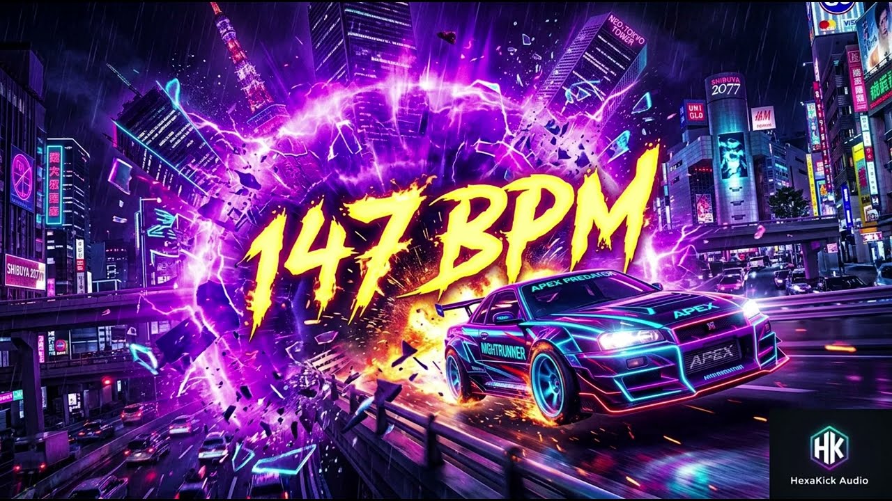 NEON APEX DRIFT 147 BPM 💥 Tokyo Cyberpunk Phonk Drop | HexaKick Audio