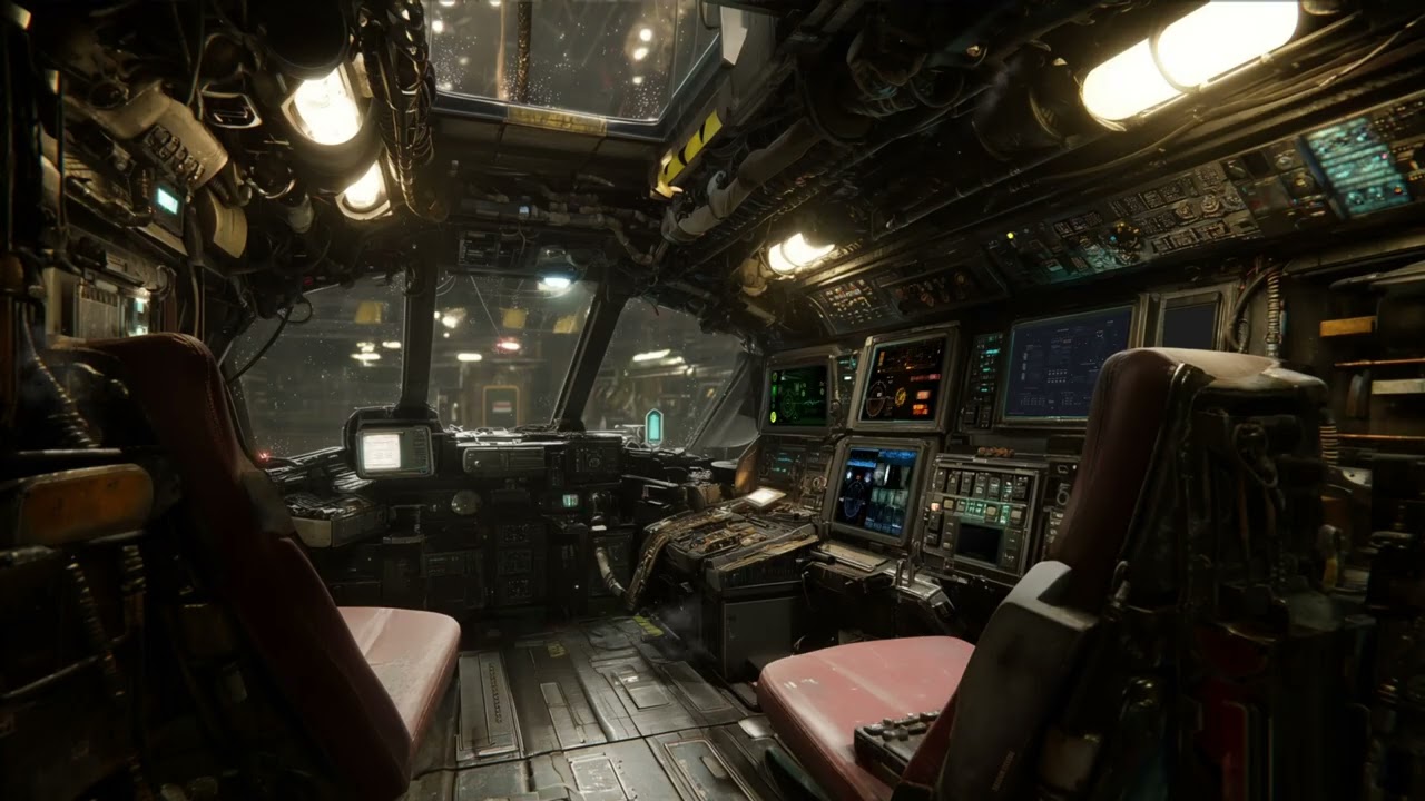 Mech Hangar Repairing & Radio Chatter | Sci-Fi Ambiance for Sleep, Study, Relaxation
