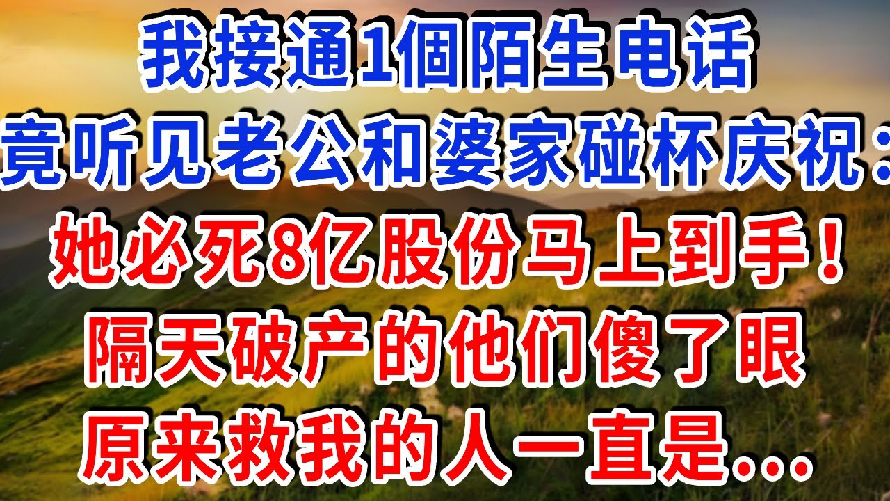 登机前2小时，陌生电话打来，接通后 竟听见老公和婆家7口人碰杯庆祝：她必死，8亿股份马上到手！隔天破产的他们傻了眼，原来救我的人一直是...#雅婷講故事#為人處世#生活經驗#情感故事#晚年哲理