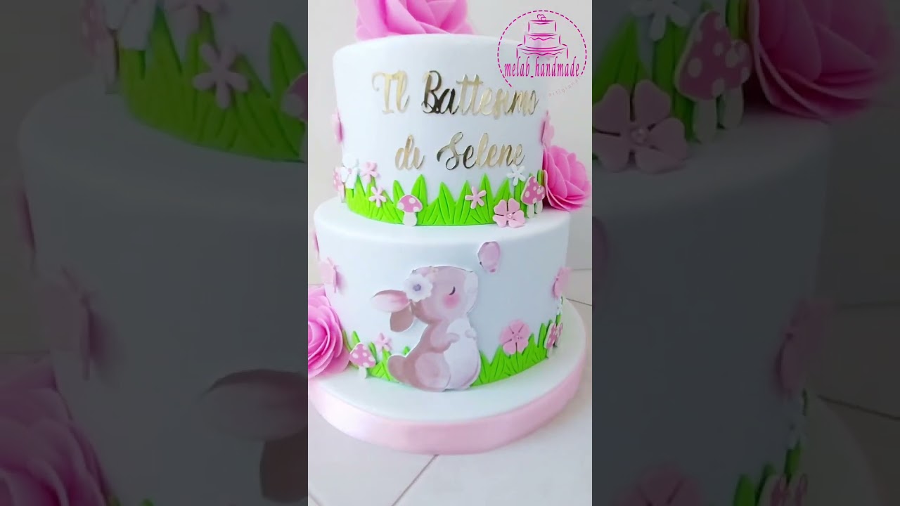 TORTA SCENOGRAFICA FINTA PER BATTESIMO, COMPLEANNO TEMA CONIGLIETTO.