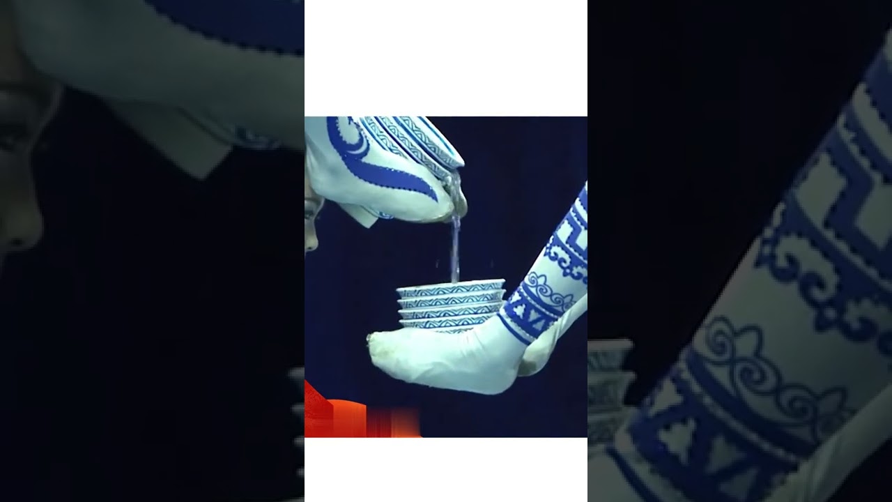 High level acrobatic performance of girls
