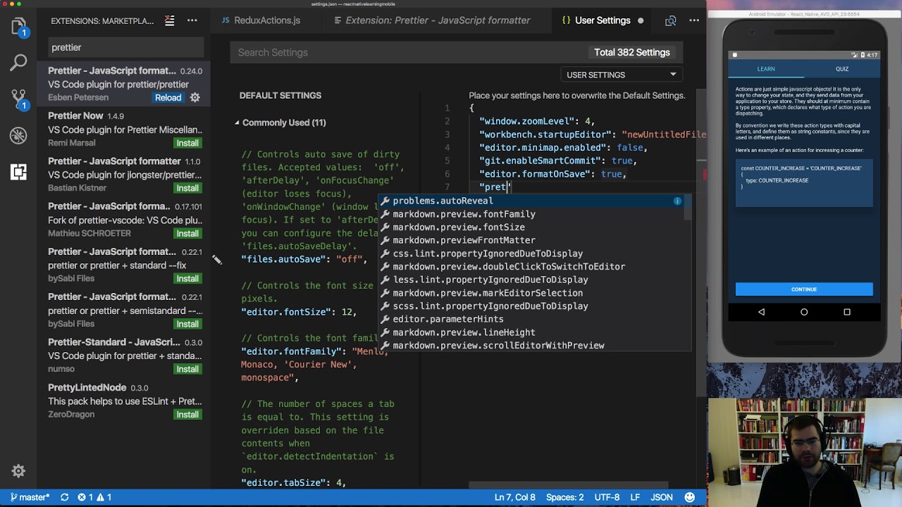Autoformat your React Native code with Prettier in VSCode