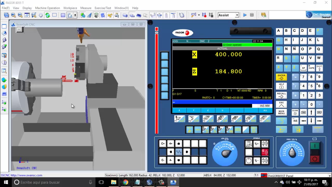 Simulación Torno Fagor 8055 Swansoft CNC Simulator ITCJ