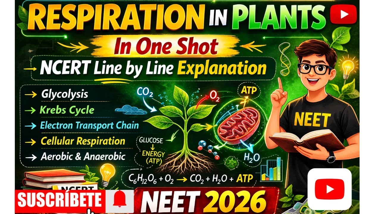 || RESPIRATION IN PLANTS || NCERT LINE BY LINE ||NEET 2026 #pw #neet2026 #neet #futuredoctor 