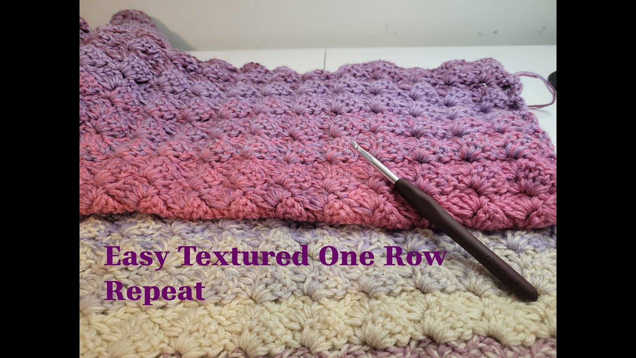 Easy Textured One Row Repeat Crochet Blanket - Slanted Shells