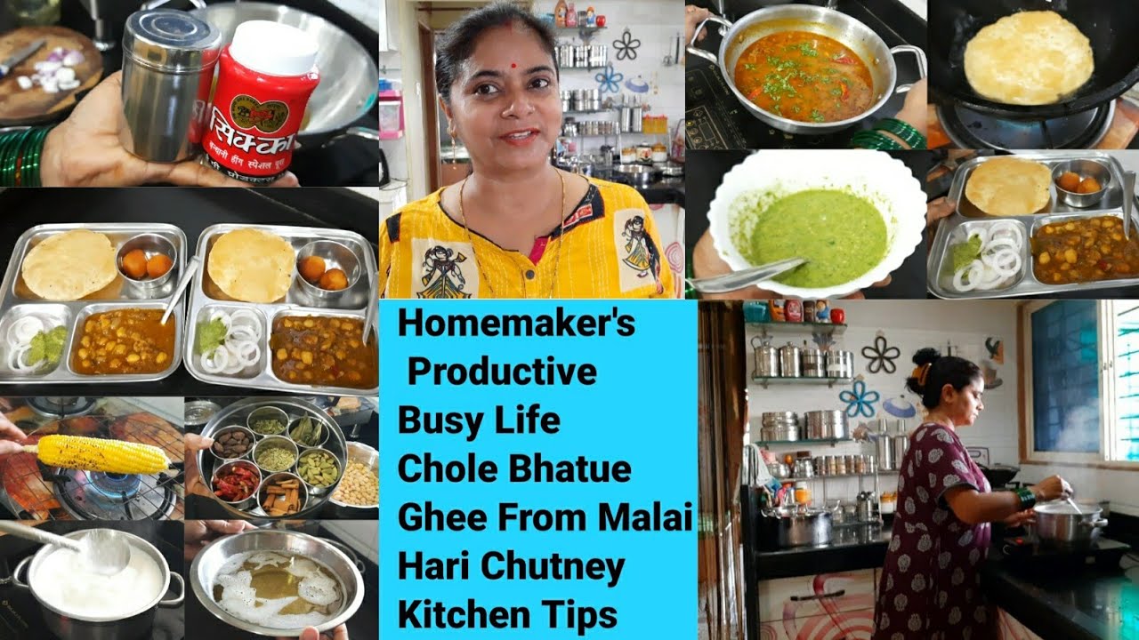 homemaker का PRODUCTIVE fullday❤️किचन टिप्स❤️DINNER ROUTINE❤️CHOLE BHATURE❤️GHEE from MALAI❤️CHUTNEY