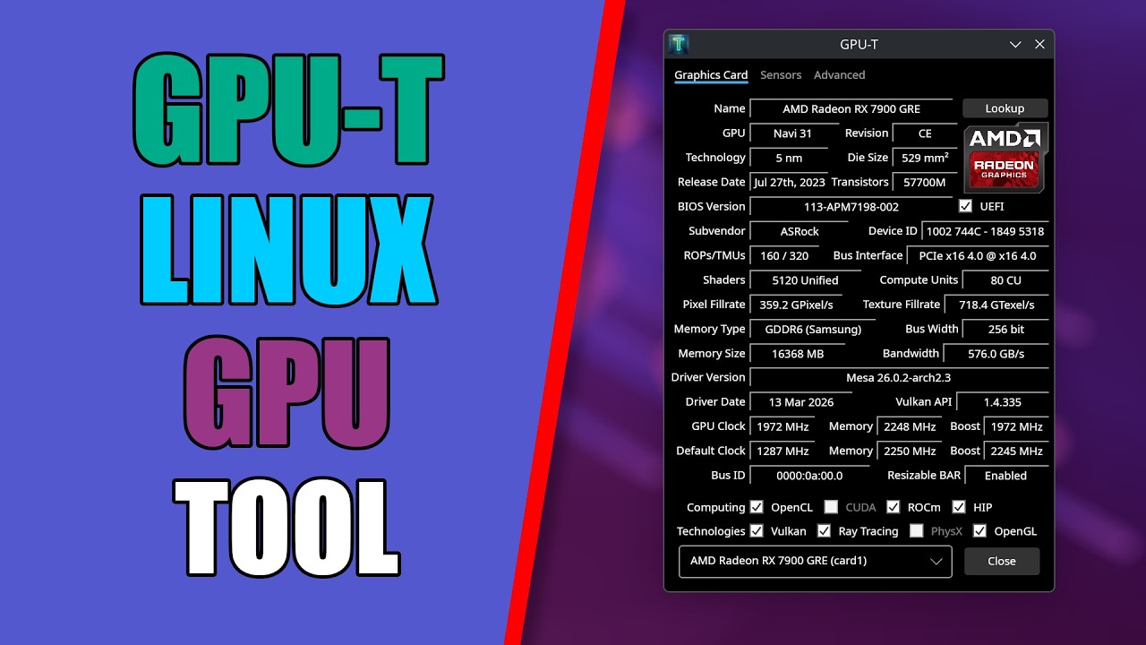 В Linux наконец-то появилась альтернатива GPU-Z! | Подробный анализ GPU-T (протестировано AMD)