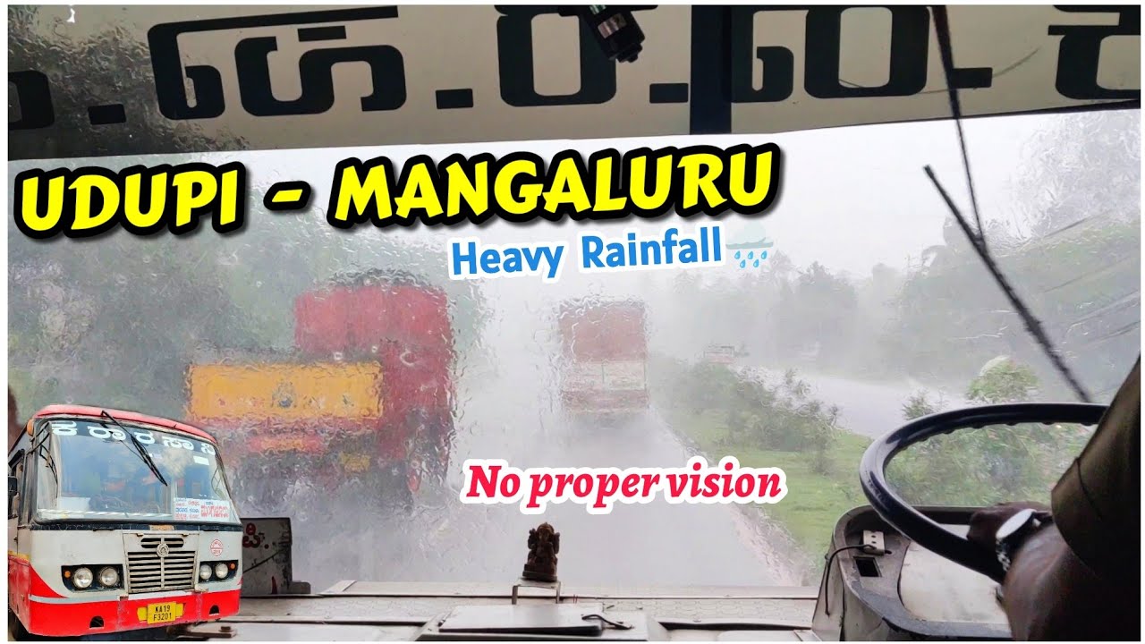 Heavy Rainfall🔥UDUPI - MANGALURU KSRTC Cabin Ride | NH66 Highway Ride #bus #ksrtc #train #rain #goa
