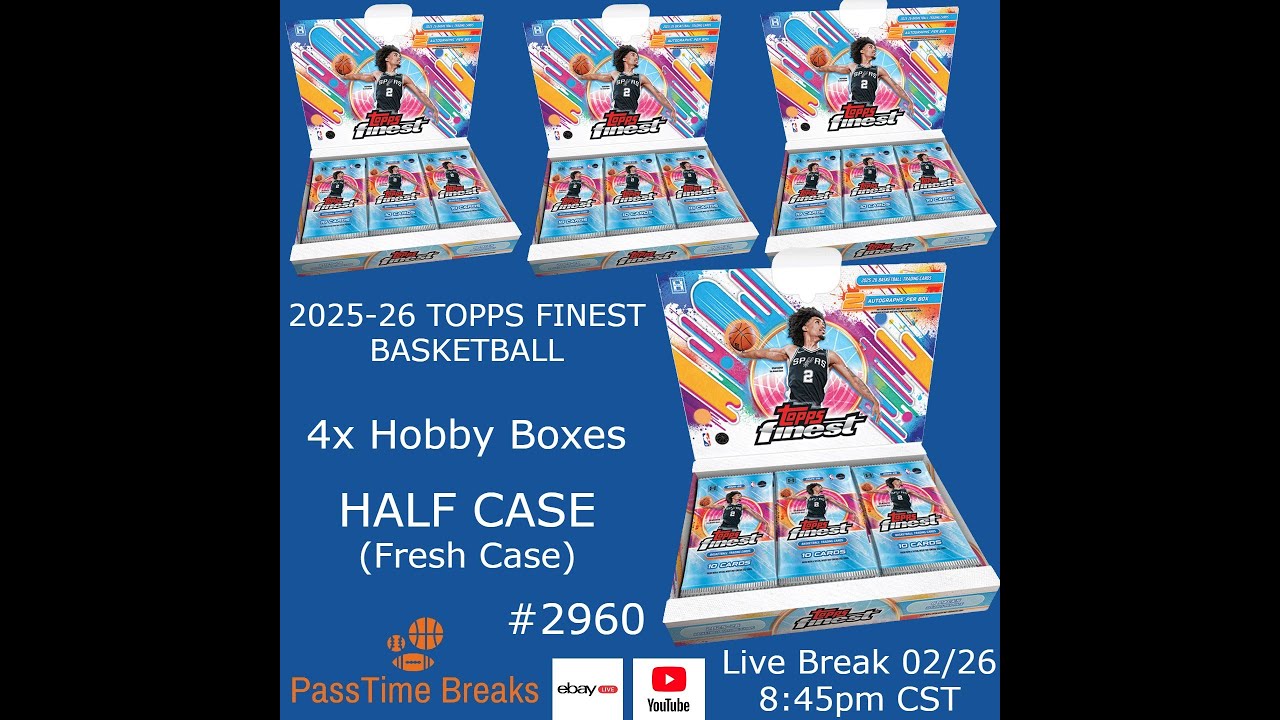 02/26 - 2025-26 TOPPS FINEST BASKETBALL - 4x Hobby Box - HALF CASE PYT #2960 LIVE BREAK