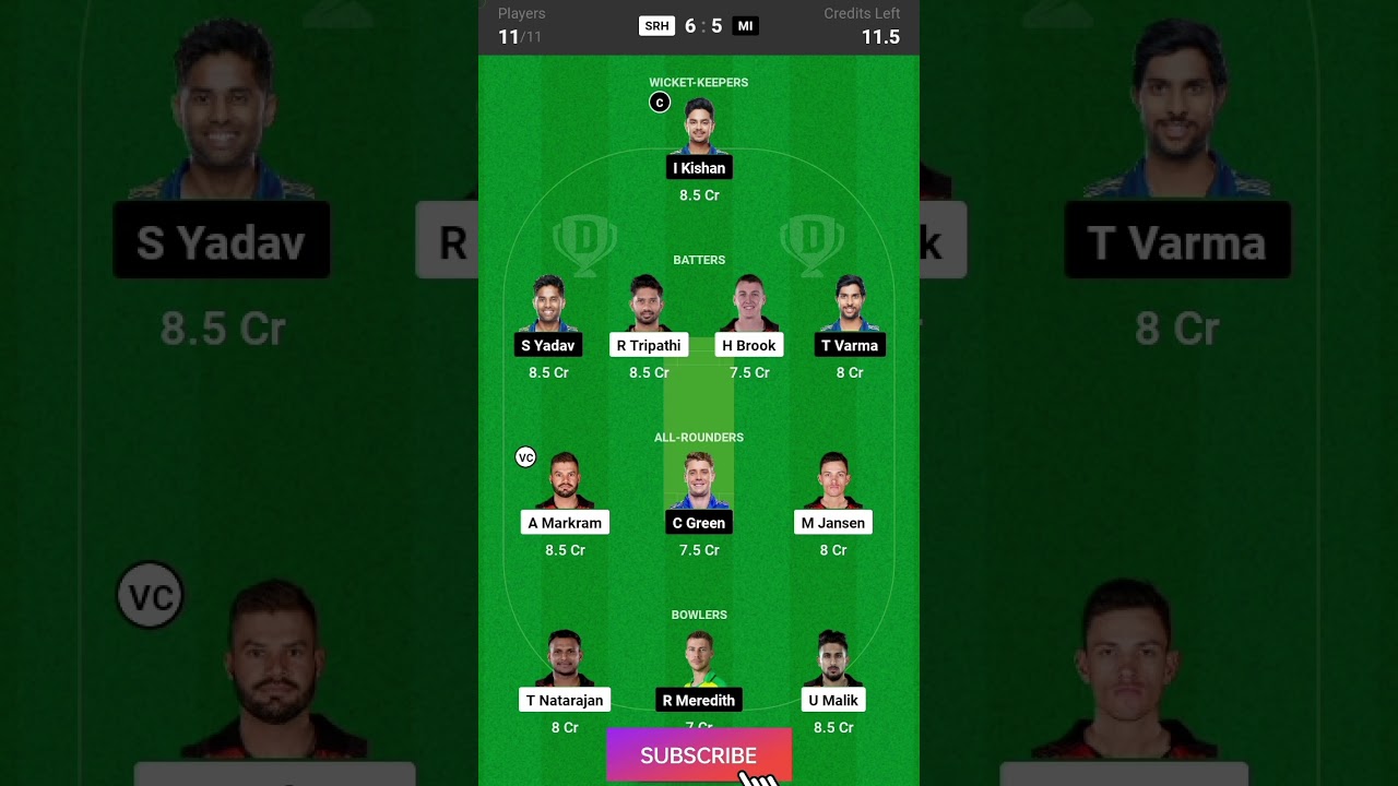 SRH VS MI Dream 11 Match Prediction || Information || @Ira's Gallery