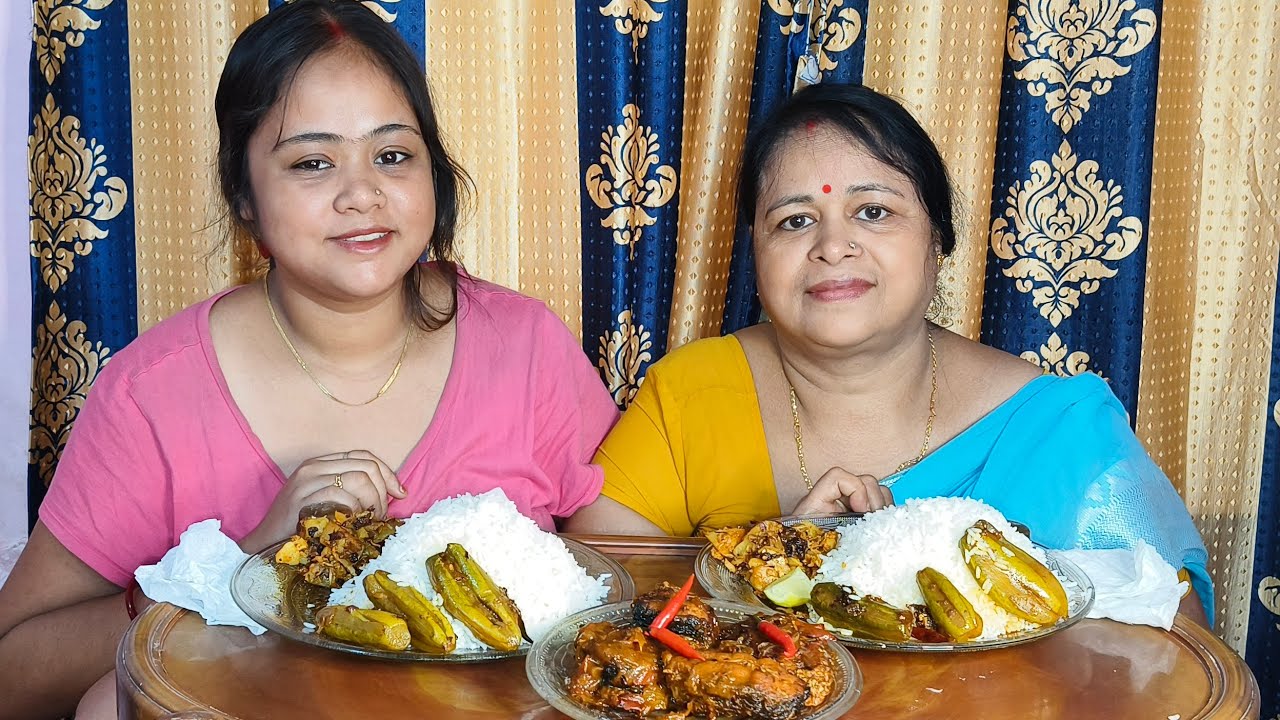 Fish Kaliya, Tel Potol , Vetki oil, with rice eating challenge|| Bengali thali eating challenge
