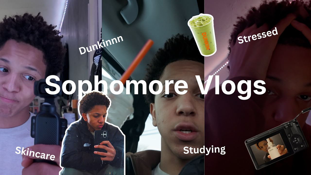VLOG: Study With Me + Skin Care + Dunkin. (I stayed up past 12:00 AM..)