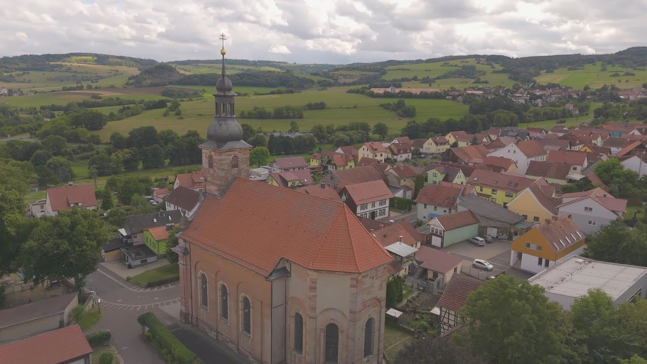 Der Rh&ouml;n, Dermbach, Zella/Rh&ouml;n - Drone Stock Footage 4K