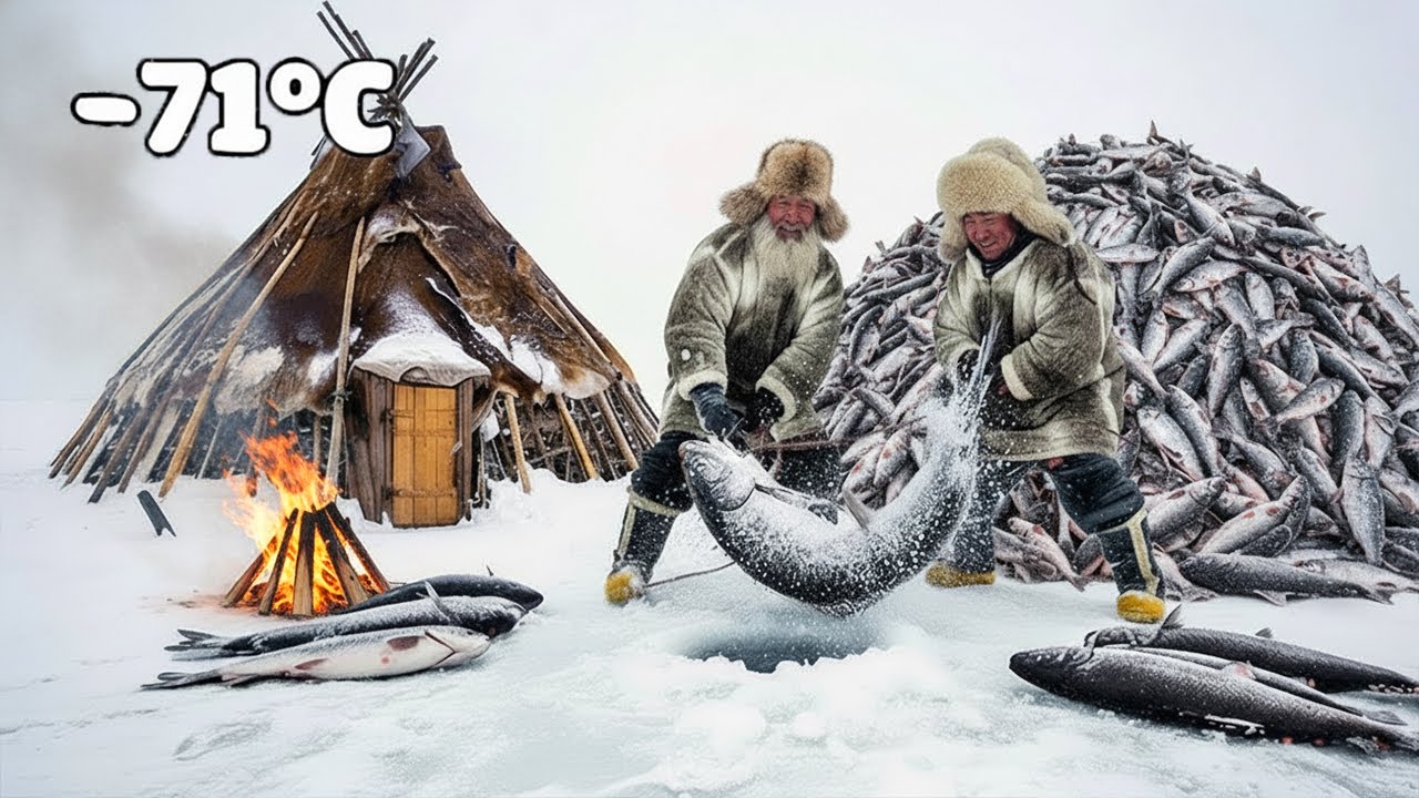 Surviving -71&deg;C: 7000kg Ice Fishing Feast, Feeding an Entire Frozen Village, Nomad Survival Battle