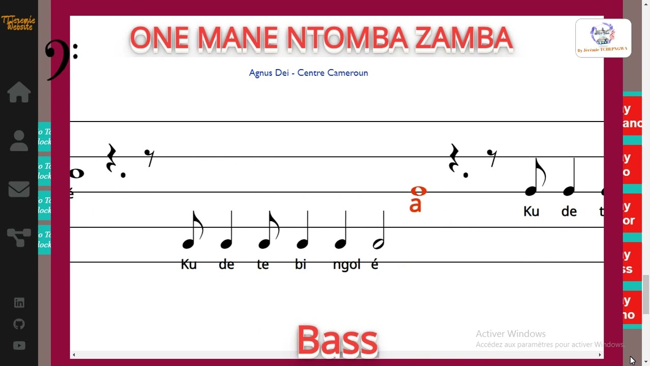 ONE MANE NTOMBA ZAMBA - Harm: Joseph Franck Mpola - Bass