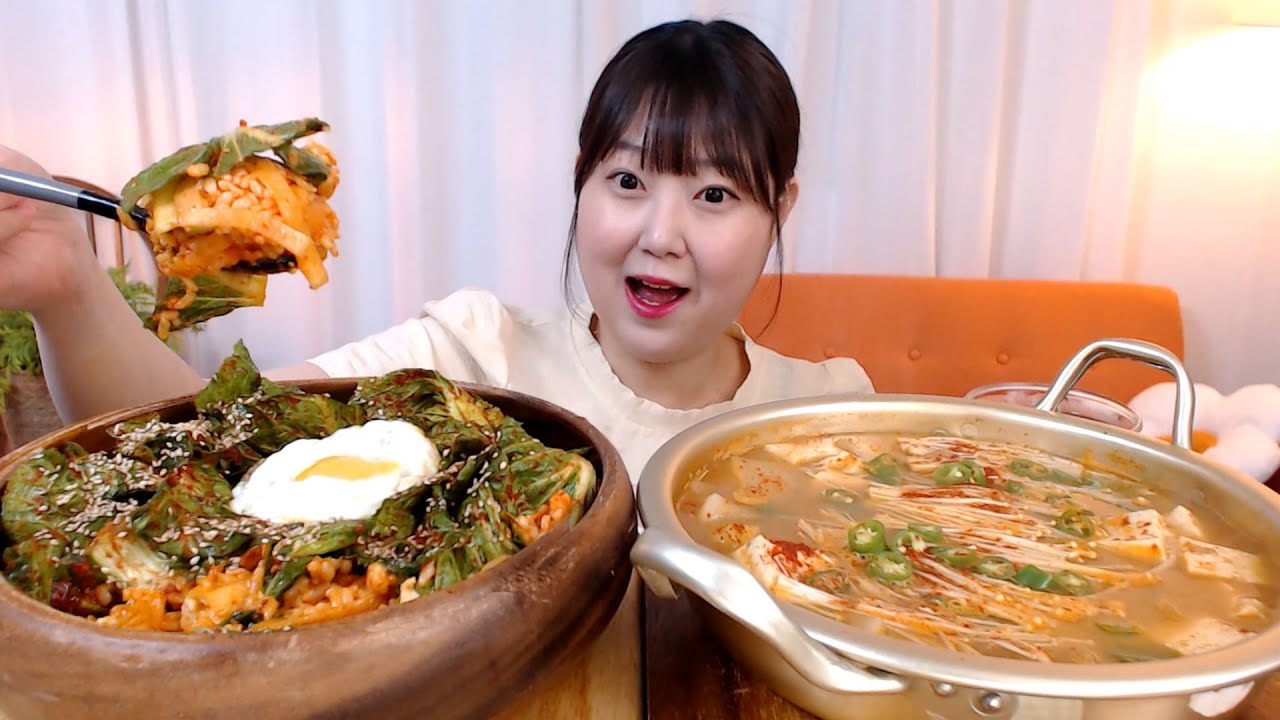봄동 겉절이 비빔밥 칼칼한 두부가득 된장찌개 집밥 먹방 Bibimbap Doenjang-Jjigae Koreanfood Mukbang