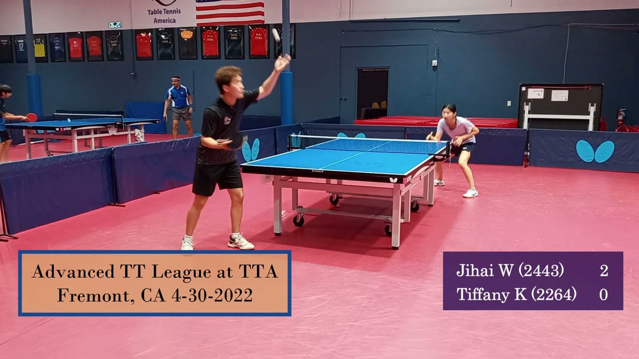 Wang Jihai (2443) vs Tiffany Ke (2264) at TTA League on 4-30-2022