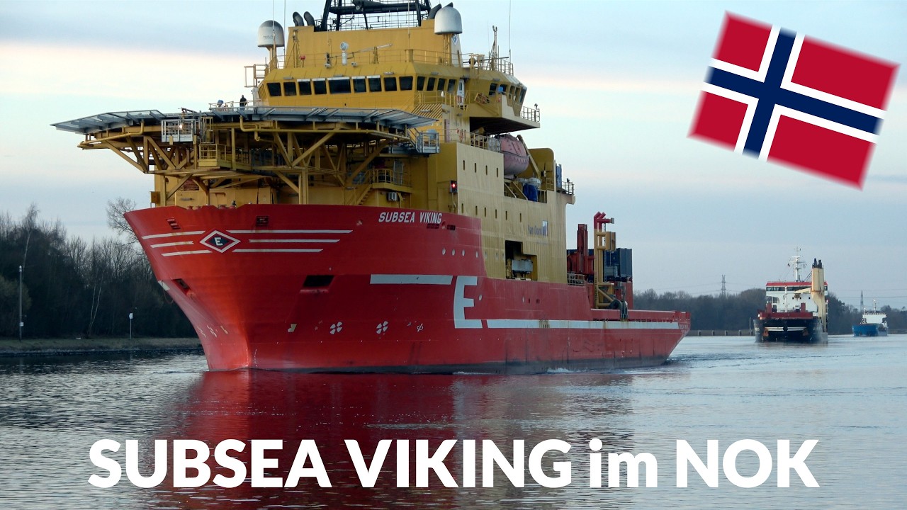 SUBSEA VIKING im Nord-Ostsee-Kanal - Passage bei Sonnenuntergang