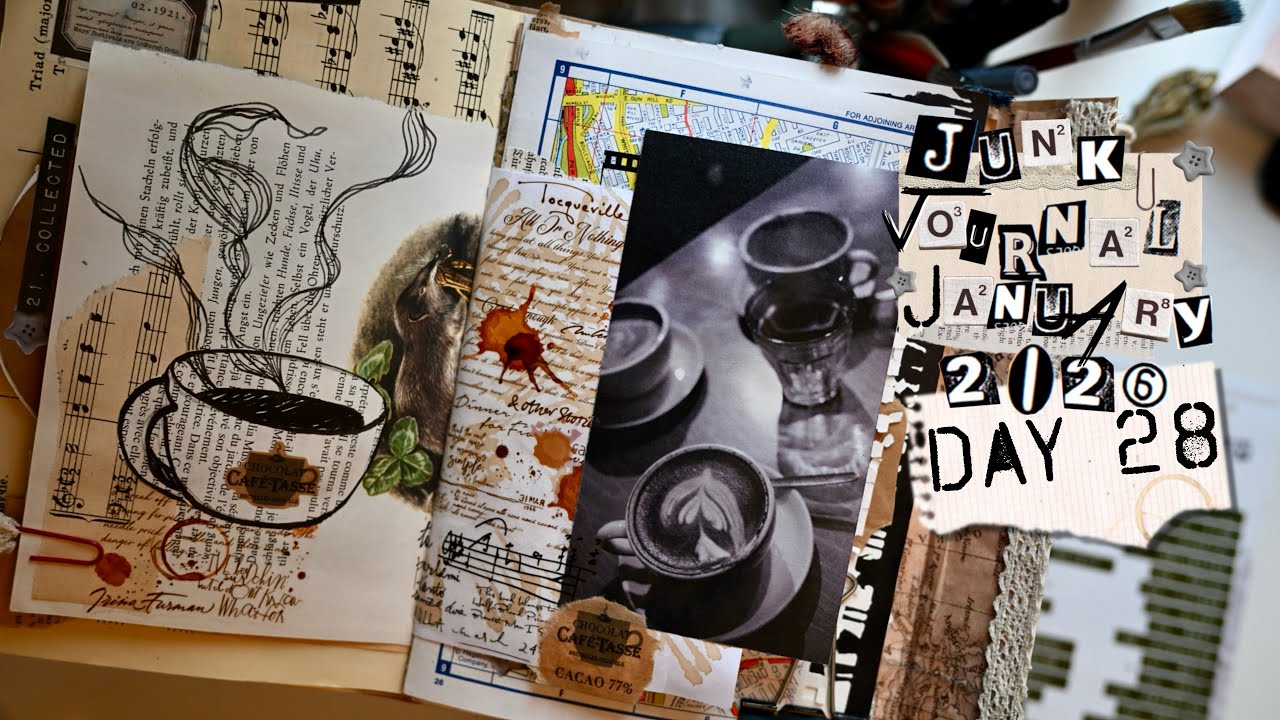 Уютная кофейня на 28-й день • Дневник хлама, январь 2026 • #junkjournaljanuary2026