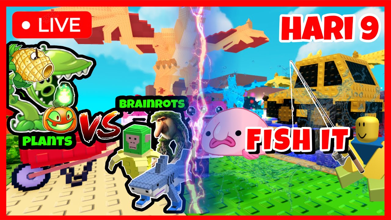 🔴 LIVE -  Plants vs Brainrots atau Fish It - ROBLOX HARI 9 #live #shorts