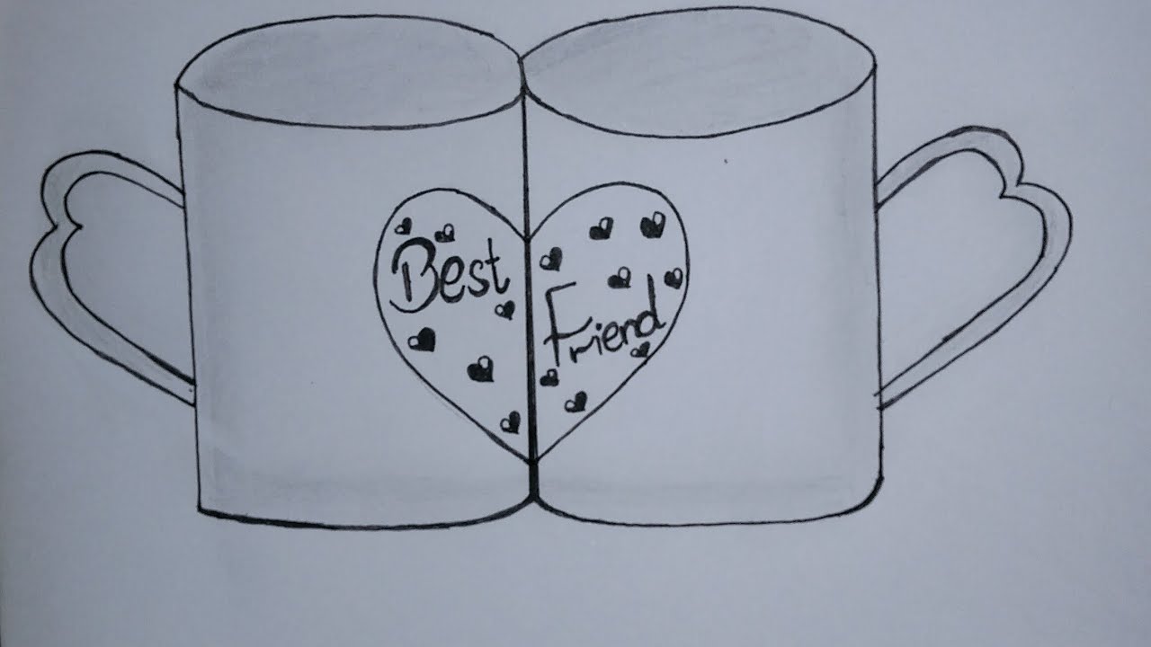 How to draw best friend cups 🍵😊#drawing #viralvideo 