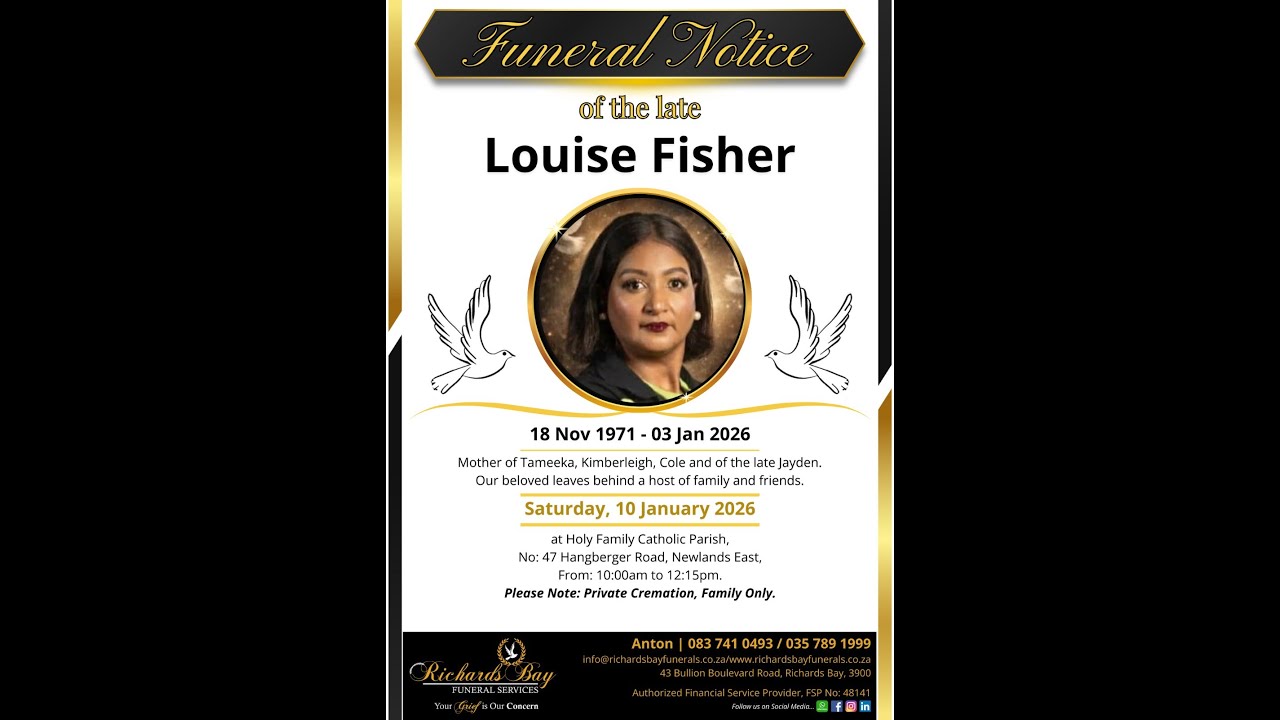 Funeral Service livestream of Louise Fisher