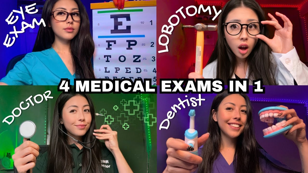 4 ASMR Medical exams in 1 - dentist, optician, lobotomy, cranial nerve exam 