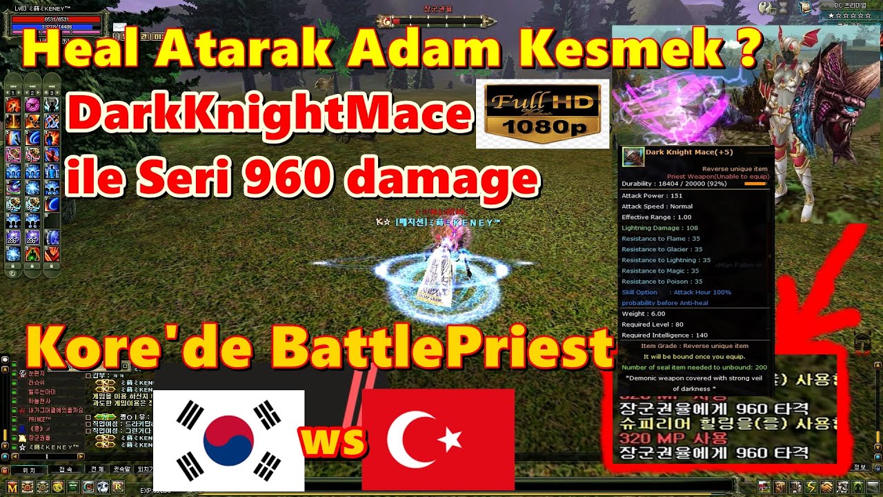 Heal Atarak Adam Kesmek ? DKM ile Seri 960 Damage /Korede Battle Priest  #KnightOnline #Battlepriest