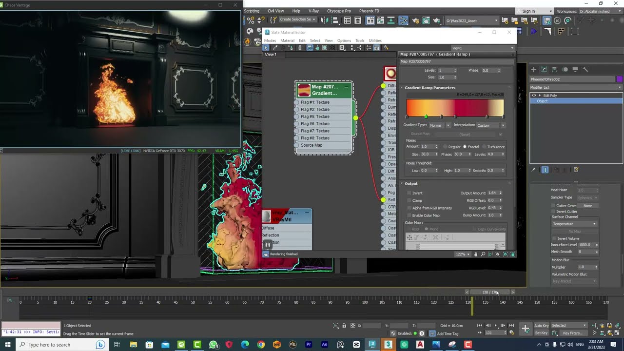 Chaos Vantage |  Fire simulation in 3ds max