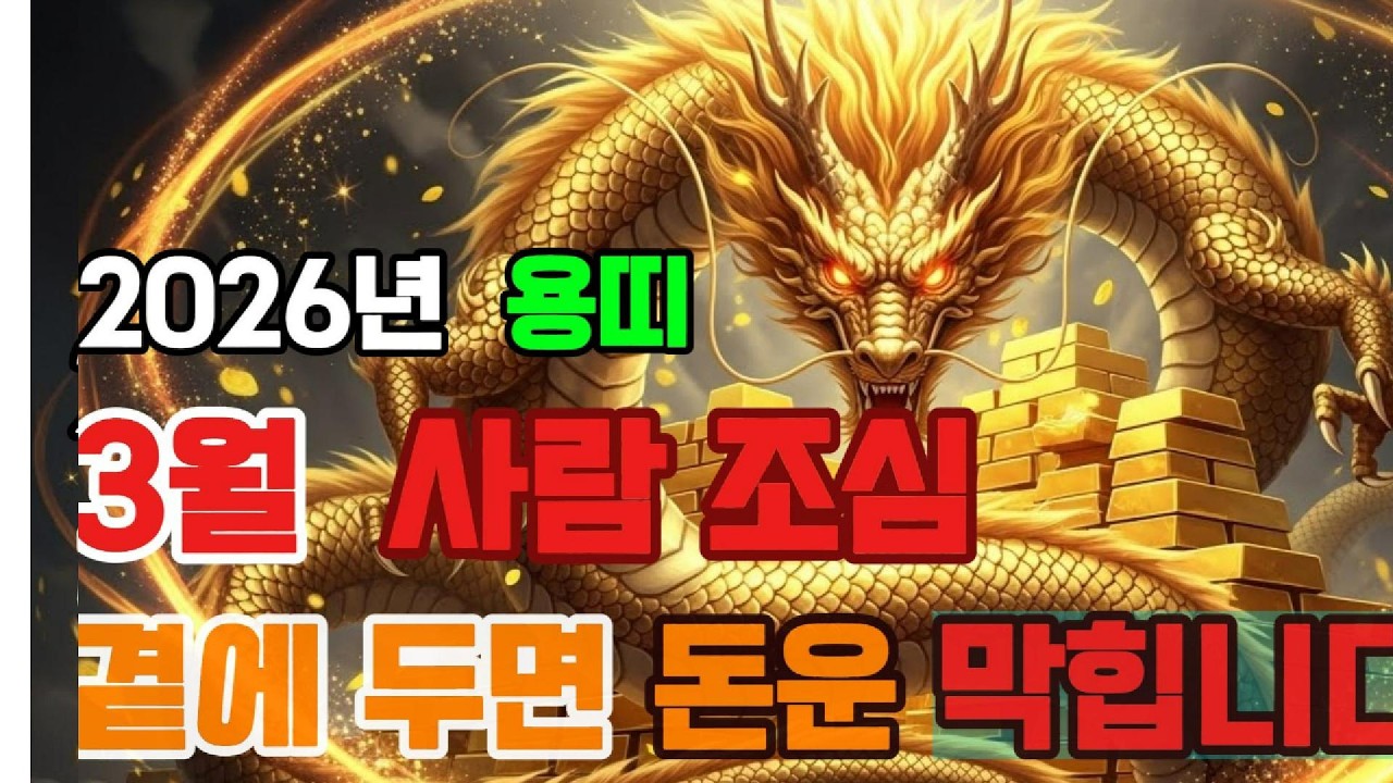 용띠 3월 운세, 이 사람 곁에 두면 돈운 막힙니다｜용띠 3월 경고운