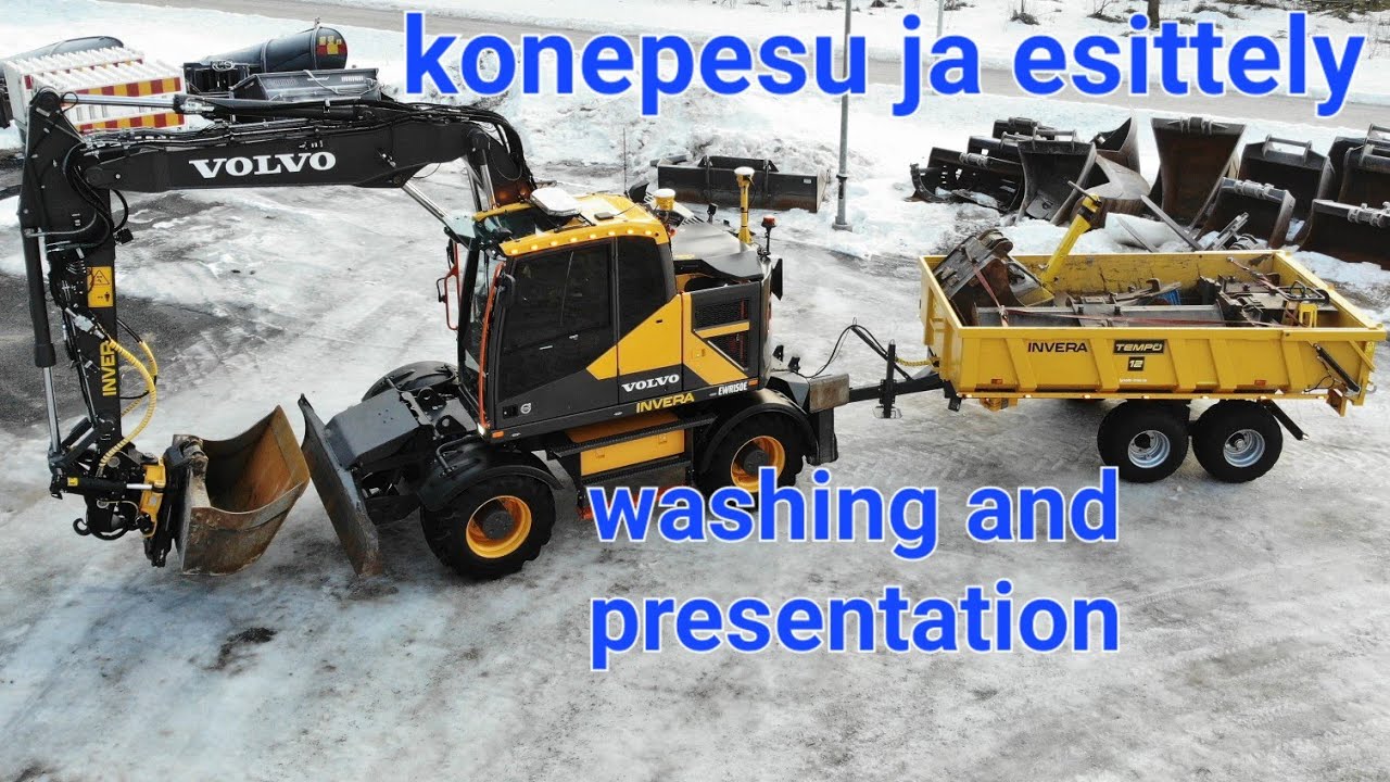 kaivinkoneen pesu ja kone-esittely. washing and a presentation of the excavator. volvo ewr150E