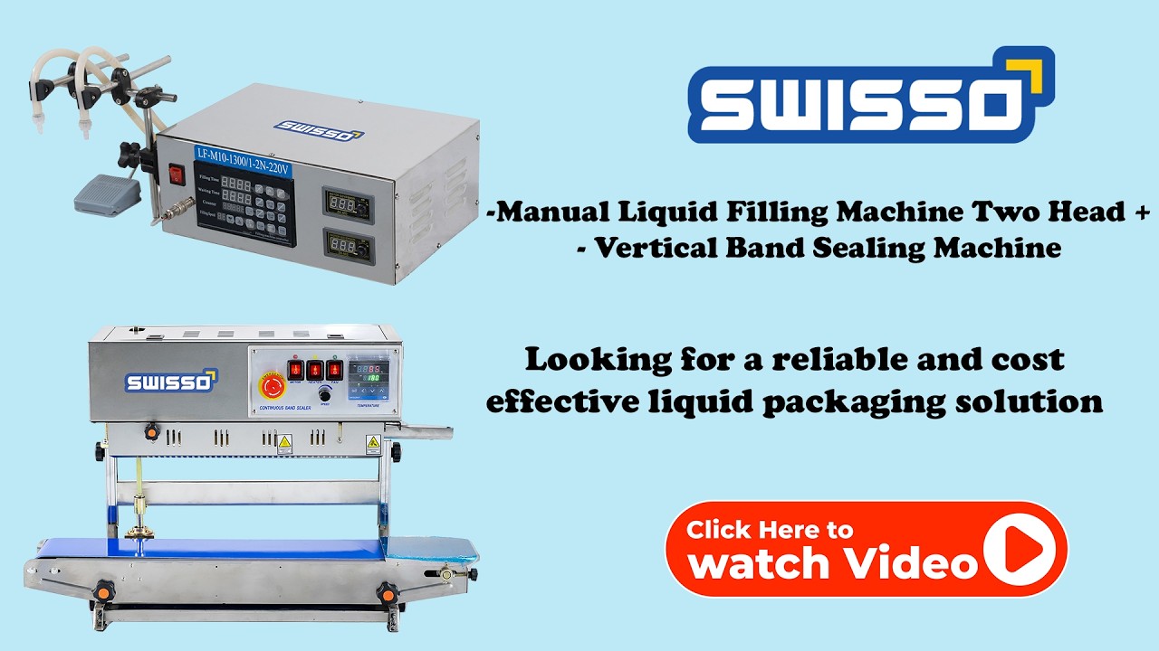 Manual Liquid Filling Machine Two Head + Vertical Band Sealing Machine | Swisso #packagingmachinery