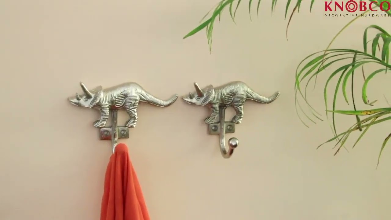 RIMWH-001 Decorative Rhinoceros Metal Wall Hooks - Jurassic Wall Hook Hardware
