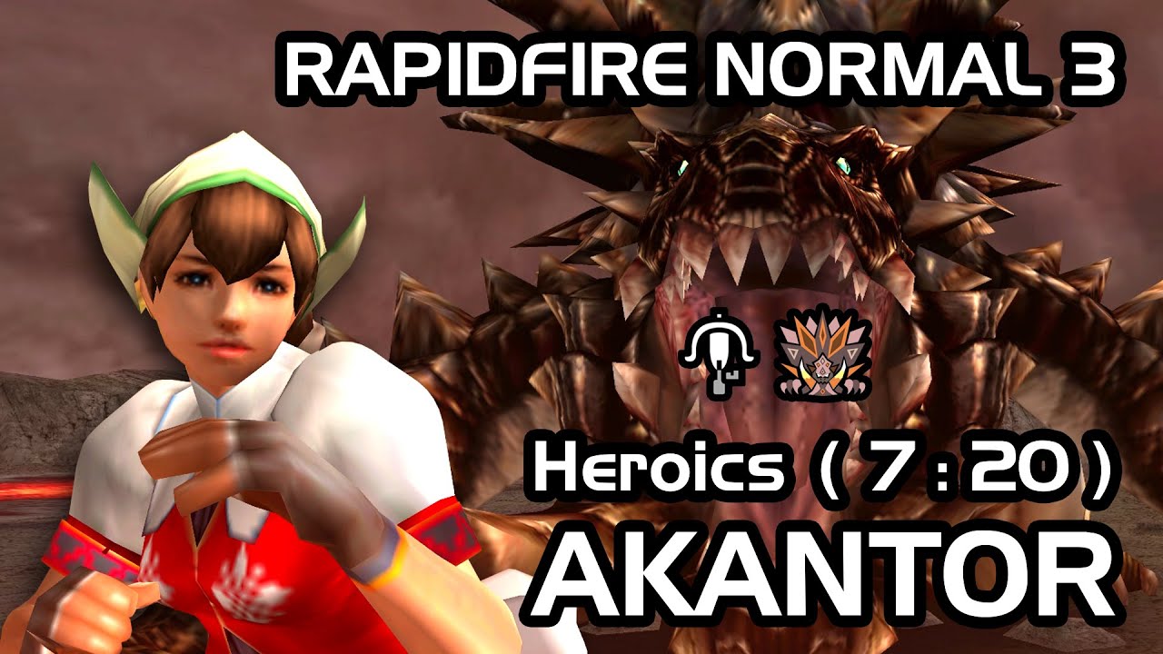 [MHFU] Desert Tail LBG (Rapidfire Normal 3) vs Akantor. Heroics Solo ( 7:20 )