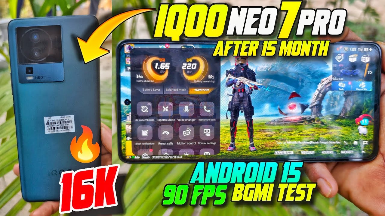 IQOO NEO 7 PRO AFTER 1.5 YEAR 90 FPS + SCREEN RECORDING BGMI TEST | BEST GAMING PHONE 17K😲