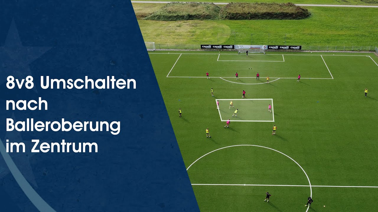 8v8 Umschalten nach Balleroberung im Zentrum - Fußballtraining am Deutschen Fußball Internat