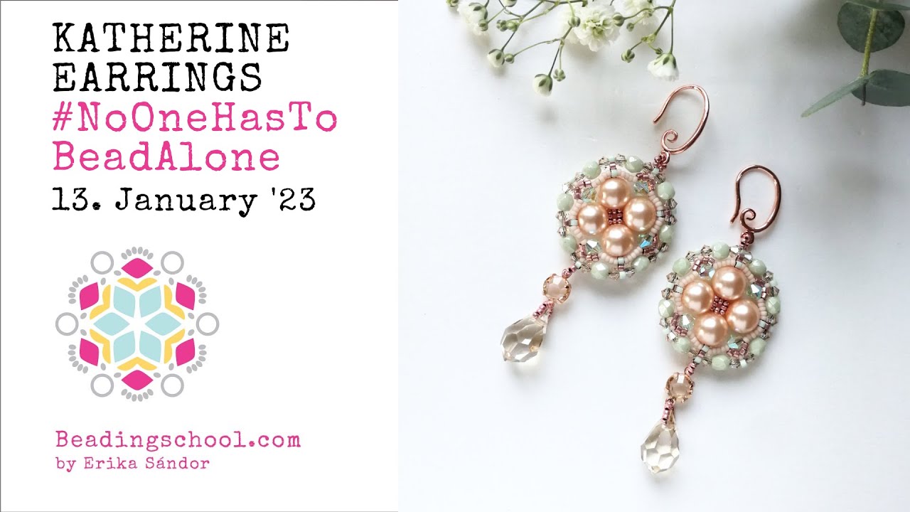 BEADINGSCHOOL by Erika: KATHERINE earrings - DIY beading tutorial #NoOneHasToBeadAlone